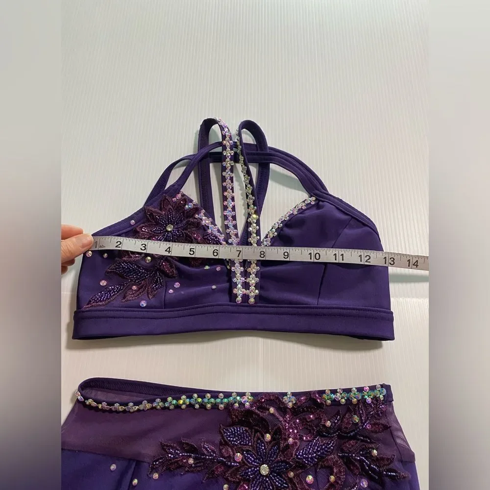 Custom solo dance convention contemporary costume 2 piece purple MA adult NEW
